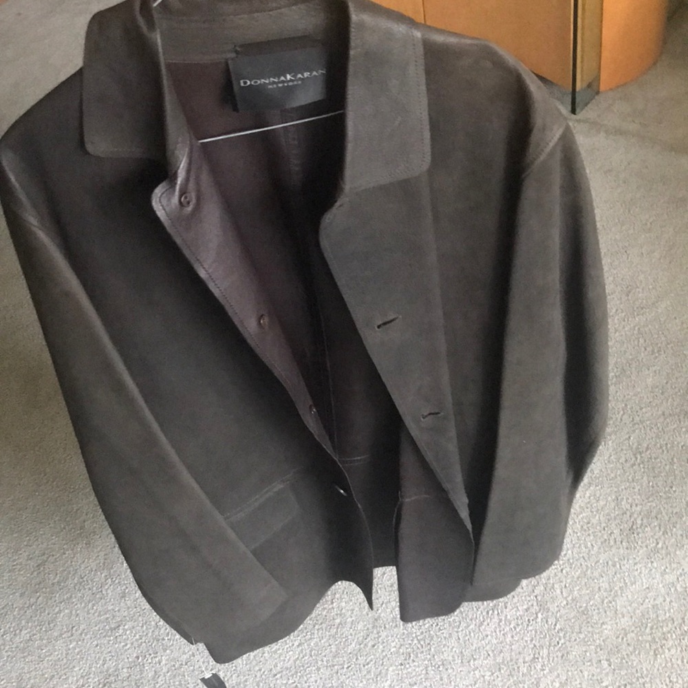 Taupe Leather vest by Donna Karen